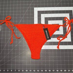 NWT PLT Boho Orange Crochet knit Tie Sides Bikini Bottoms Size 6
